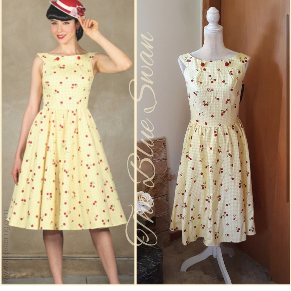 Stop Staring! Cherry Lemon Swing Dress